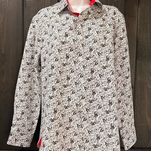 Black and White Patterned Long Sleeve Shirt